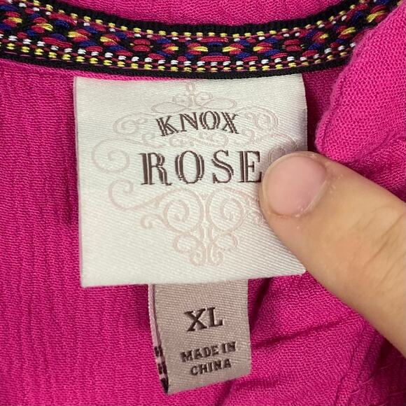 NWOT KNOX ROSE Dress XL Fuchsia-Pink Rush Curve-Hem Button-Up Sleeveless Knee - Picture 3 of 6